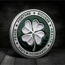1pc-Lucky Four-Leaf Clover Commemorative Coin Elephant Theme Coin Antique Silver Embossed Commemorative Medal - Multicolor - View 5