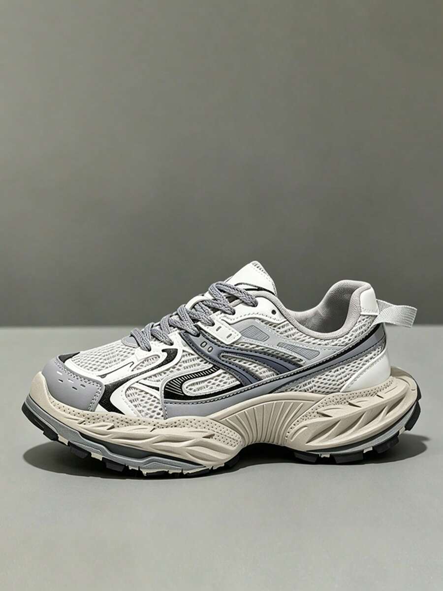 bingyuanjing Men's Mesh Breathable Platform Thick Sole Chunky Sneakers, Casual Tall Shoes New Model