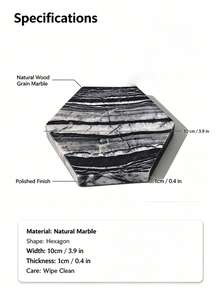 Ancient Wood Grain Marble Coaster, 1cm Thick Hexagonal Natural Stone Drink Coaster, Heat-Insulating Desktop Protector, Suitable For Home Office Decor, Housewarming Gift - Antique Wood Grain - View 9