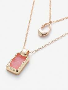 Sorayune Kalung Berlapis Geo Liontin - Berwarna merah muda - View 5