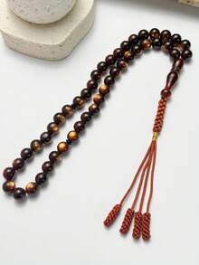Elegant Black Round Bead Tasbih Prayer Beads With Woven Tassel, Islamic Ramadan Misbaha Handheld Prayer Beads For Daily Prayer And Dhikr Counting, Ramadan Eid Gift For Men And Women - Multiple Colors - View 17