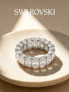 SWAROVSKI 鋪滿水晶彎曲波浪開口式手鐲 女友生日禮物 - 銀色 - 查看 1