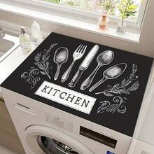 (Hot !!) 1pc 2D Tableware Pattern Flat Stove Protector Mat And Non-Slip Heat-Resistant Rubber Stove Cover Pad Suitable For Induction Cooktop, Glass Stove And Multi-Function Anti-Scratch Mat, Also Can Be Used As Oven, Washing Machine, Dryer And Kitchen Decor Best Choice. - Multicolor - View 15