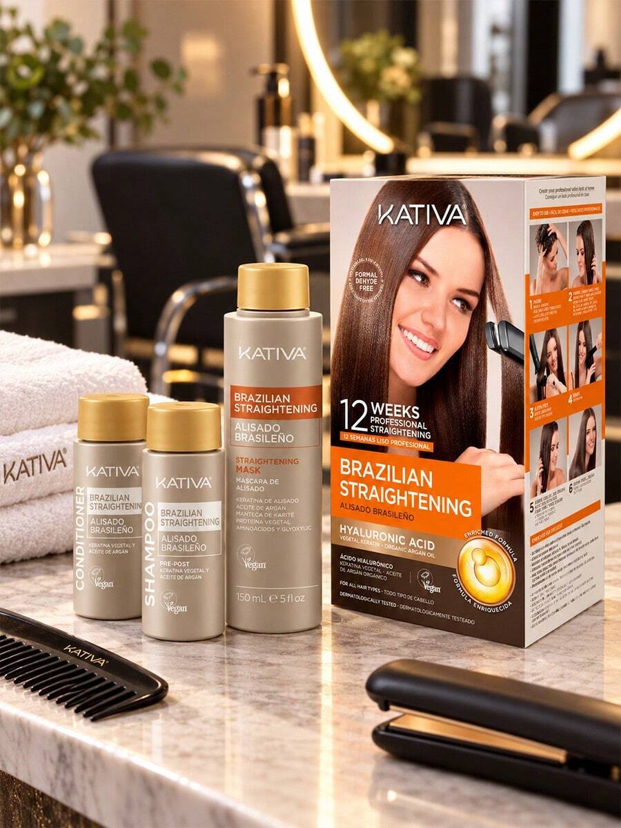Kativa - Brazilian Straightening Natural Hair Treatment Kit - Hair Straightening Kit - View 1