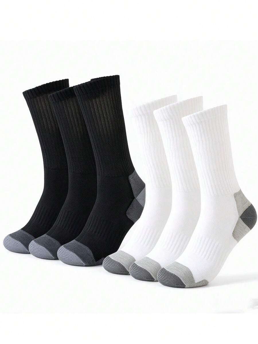 1/4/6/10 Pairs Men Cross Letter Print Mid Calf Stockings , Ribbed Knit Breathable Casual Streetwear Socks For Daily Street Wear - Multicolor - View 1