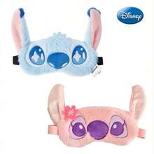 Monogram 1pc Disney Officially Licensed Stitch Angel Eye Mask, Couple Style Cute Cartoon Soft Comfortable Plush Material Rest Sleep Elastic Portable Design Light-Blocking Anti-Stain Creative Room Decor Christmas Birthday Surprise Gift - A - View 3