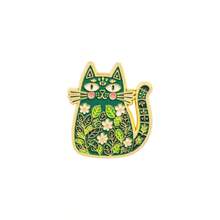 Floral Cat Enamel Pins Set, Colorful Folk Art Cat Lapel Brooches, Cute Animal Badges For Backpack Jacket Hat, Aesthetic Jewelry Gift For Cat Lovers - Multicolor - View 15
