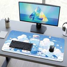 Cute Cartoon Cloud Water Bottle Pattern Gaming Mouse Pad, Non-Slip Rubber Desk Mat, Smooth Sliding Surface, Suitable For PC Laptop Office Home, Kawaii Abstract Art Decor, Back To School Supplies - B - View 9