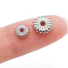 5pcs 18K Gold Plated Wavy Edge Sunflower Spacer Beads Disc Flower Metal Loose Beads Wheel For DIY Bracelet Necklace Jewelry Making - Multicolor - View 5