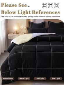 1pc Ultra Soft Black Wool Comforter, Skin-Friendly Soft, All Season Use, Lightweight & Breathable, Down Alternative Quilt, Luxury Hotel Series Bedding, Student Dorm Essential, Room Decor, Autumn/Winter Decoration - Black - View 7