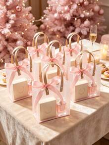 10pcs Pink Ribbon Frosted Gift Bags, Matte Transparent Gift Packaging ...