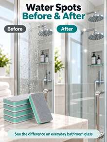 1pc Glass Limescale Removal Cleaning Brush Set, Suitable For Home Bathroom Mirror, Shower Room, Tiles, Powerful Removal Of Limescale, Water Stains And Water Marks, Multi-Functional Window Glass Cleaning Tool - Default - View 4