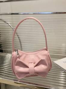 1pc Sweet PU Bowknot Handbag Shoulder Bag Underarm Casual Fashion Solid Color Small Bag, Meets All-Match Storage Needs, Multiple Colors Available, Exquisite And Versatile, Can Match Any Style, Suitable For Daily Travel Shopping Photography, All Seasons, Perfect Gift For Teenagers - Multicolor - View 5