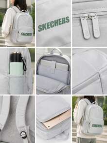 Skechers Unisex Adult Backpack, Student Backpack, Casual Daypack, Outdoor Travel Bag, Sports Bag L320U196-00MV - Lunar Gray - View 4