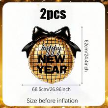 2Pcs Bow-Knot Disco Foil Balloons – Perfect For New Year's Themed Parties, New Year's Decor, And Dance Party Themes - View 6