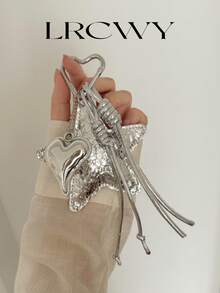 Women's Fashionable Personalized Coffee Star Knot Silver Bag Charm - Silver - View 6