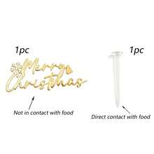 1pc/3pcs/6pcs/Set Merry Christmas Cake Topper Mirror Acrylic Letter Decor Christmas Tree Snowflake Bell Sign Hanging Ornament Holiday Winter Party Cake Decoration - Multicolor - View 14