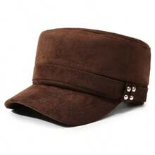 1 buah Topi Datar Suede Imitasi Musim Gugur/Dingin untuk Wanita, Topi Baseball Kasual Serbaguna untuk Aktivitas Luar Ruangan, Cocok untuk Bepergian dan Berbelanja - A - View 3