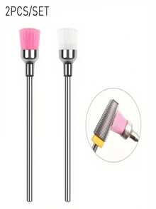 2Pcs Nail Drill Cleaning Brush, Metal Shank Dust Remover Brush For Nail Drill Bits, Nail Art Cleaning Tool - Multicolor - View 1