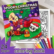 Pumpkin 2027 New Dark Cute Style Coloring Book, 20*20cm Square Format, Thick Line Cartoon Illustrations, Pumpkin Bat Skull Halloween Patterns, 14+ Teen Stress Relief Creative Gift - LJ-255 (Halloween Pumpkin) - View 1