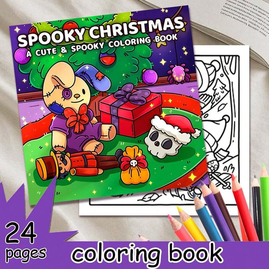 Pumpkin 2027 New Dark Cute Style Coloring Book, 20*20cm Square Format, Thick Line Cartoon Illustrations, Pumpkin Bat Skull Halloween Patterns, 14+ Teen Stress Relief Creative Gift - LJ-255 (Halloween Pumpkin) - View 1