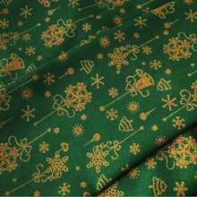 HHMC 1pc DIY Christmas Decorative Fabric - Green Background With Gold Bell And Snowflake Print, 150cm Wide, Perfect For Autumn/Winter Season. Suitable For Sewing Bags, Curtains, Home Decor, Pillows, Tablecloths And Other Handicrafts. - Multicolor - View 9