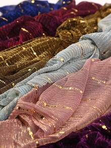 1pc Women's Lightweight Solid Color Sequin Scarf Headwrap Middle Eastern Style Decorative Shawl Sun Protection Suitable For Daily Use - Multicolor - View 2