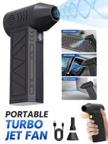 Portable Electric Air Duster Blower, Compressed Air Blower With Adjustable Wind Speed, Mini Dust Remover, Rechargeable Turbo Jet Fan Motor, High-Speed Powerful Fan, Dust Blower For Car, Computer, Keyboard, Home And Outdoor - Black - View 10