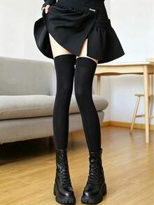 1/2 Pairs Velvet Over-The-Knee Socks, Slim-Fit Mid-Calf Socks, Decorative Long Socks, Outdoor High-Top Socks, JK School Style, Sports Socks, Suitable For All-Year Daily Wear - Multicolor - View 3
