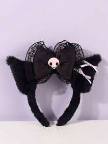 Pink Bow Plush Headband - Cute & Comfortable Hair Accessory For Girls, Suitable For Washing Face And Autumn/Winter Styling - Multicolor - View 3