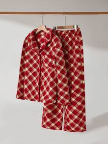 Lowkey Lull Conjunto de pijama para mujer con top de manga larga y pantalones, franela a cuadros, cómodo, casual, suave, chic, estilo INS Y2K, EasyComfort AutumnSlumber - Multicolor - Ver 10