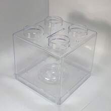 1pc-Transparent Building Block Piggy Bank, Colorful Clear Brick Coin Savings Box, Desktop Ornament, Birthday Christmas Thanksgiving Holiday Gift For Kids - Multicolor - View 5