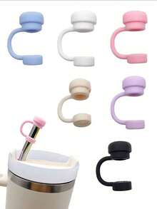 6/3/1pc Reusable Silicone Straw Caps, Compatible With Stanley Cups, Anti-Spill Anti-Leak Anti-Splash Anti-Dust Straw Covers, Suitable For Back To School Season - Multicolor - View 1