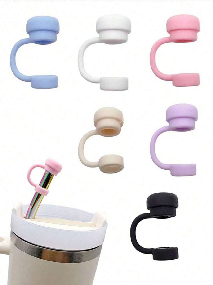 6/3/1pc Reusable Silicone Straw Caps, Compatible With Stanley Cups, Anti-Spill Anti-Leak Anti-Splash Anti-Dust Straw Covers, Suitable For Back To School Season - Multicolor - View 1