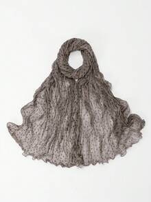 1PC Women Leopard Print Crinkle Hijab Scarf, Lightweight Ruffled Edge Modest Head Wrap For Daily Wear - C-coffee - View 4