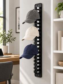 1/2pcs Wall-Mounted Hat Storage Rack, Holds 16 Hats, No-Drill Adhesive Installation, Space-Saving Design, Plastic Portable Hat Rack, Brim Protection Design, Suitable For Closet, Office, Dorm Storage, Wall-Mounted Hat Hook Storage Rack - Multicolor - View 2
