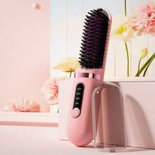 2-In-1 Hot Straightening & Curling Iron (2000mAh), Hair Salon Styling Tool Straightening Comb, Anti-Frizz Comb Portable Wireless Straightening Comb, Fast Heating, Suitable For All Hair Types, Anti-Scald Design LED Digital Display, USB Rechargeable & Auto Shut-Off Function, Lightweight & Portable, Suitable For Home & Travel Use, Women's Straightening Comb, Fashionable Handle Design, Sturdy Construction. Professional Styling Tool, Ideal Gift For Women, Also Includes Regular Comb And Hair Clips - A - View 10
