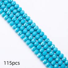 手工珠飾用扁圓玻璃珠 8mm/6mm/4mm (60/80/115顆) 可重複使用散珠 DIY 手作配件，亮面藍綠色 - 湖藍瓷 - 查看 12
