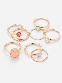 Sorayune 8pcs Round & Oval Decor Ring - Multicolor - View 6