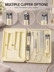 7-Piece Stainless Steel Manicure Set, Featuring Splash-Proof Nail Clippers, Scissors, Toenail Clippers, And Foot Care Tools To Meet Daily Hand Care Needs; Includes A Portable Storage Case, Making It Ideal For Both Home Use And Travel. - A - View 10