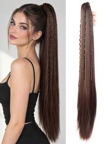 Claw Clip Ponytail Wig, Long Braided Ponytail Hair Extension, Easy Wear Hair Accessory For Daily Party Cosplay - Multicolor - View 9