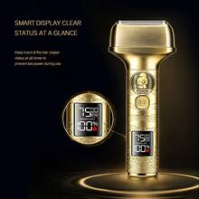 Kemei Men's Electric Shaver Foil Shaver Wireless USB Rechargeable Rotary Razor Beard Trimmer Wet And Dry Use Portable Travel Shaver Suitable For Beard Styling And Daily Trimming Men's Gift - Gold - View 6