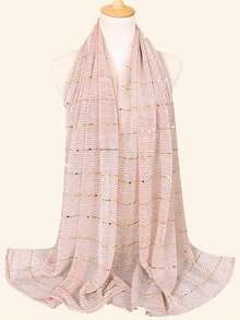 1pc Women's Lightweight Solid Color Sequin Scarf Headwrap Middle Eastern Style Decorative Shawl Sun Protection Suitable For Daily Use - Multicolor - View 13
