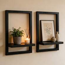 2pcs Wall Mounted Floating Shelves, Wooden Room Decor, Rustic Wooden Shelves, Suitable For Bathroom, Living Room, Bedroom And Kitchen, For Storage, Books And Room Decoration - Multicolor - View 10