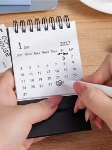1pc Super Mini 2027 Calendar With Color Dot Stickers Simple Style Portable Size Planner Notepad Desk Accessories Office School Memo Board - Multicolor - View 6