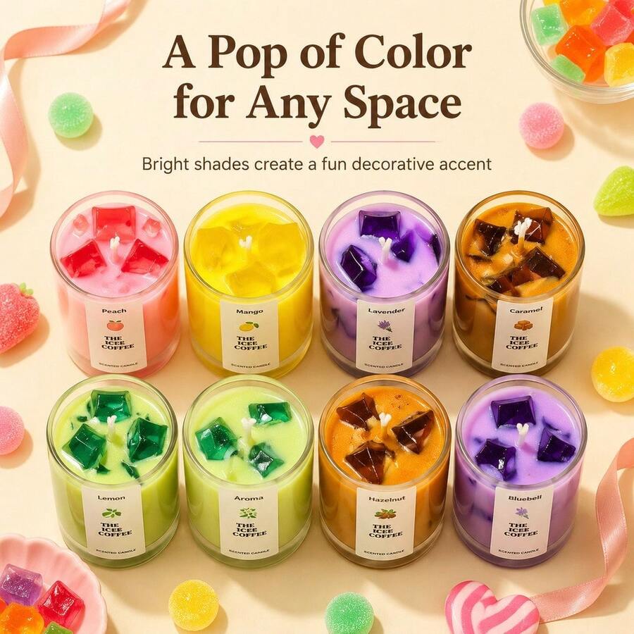 1pc Scented Candle, Long-Lasting Fragrance, Suitable For Adults, Home Decor, Bedroom Atmosphere, Holiday Gift, Dinner Party, Tabletop Decoration, Relaxing Aromatherapy, Colorful Jelly Cube Candle - Multiple Styles - View 1