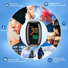 1pc Portable Finger Pulse Oximeter, Blood Oxygen Saturation Monitor, Heart Rate Monitor (Battery Not Included), Christmas, Halloween, Thanksgiving Gift - Black - View 6