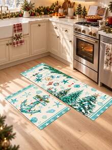 1/2 buah Karpet Dekorasi Dapur Natal, Karpet dan Alas Dapur Musim Dingin, Aksesori Dapur Anti Selip, Dapat Dicuci, Menyerap Air, Alas Dekoratif, Hadiah Liburan Natal! - MultiWarna - View 5