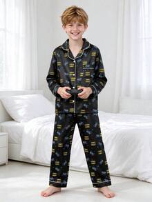Tween Boy Black Game Console Long Sleeve Long Pants Pajama 2-Piece Set - Multicolor - View 9