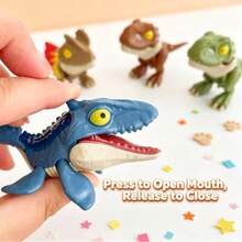 1pc-Finger Biting Dinosaur Toy, No-Hurt Design, Movable Joint Mini Dino, Pocket Size Interactive Prank Fidget Toy For Kids, Party Gift - Multicolor - View 2